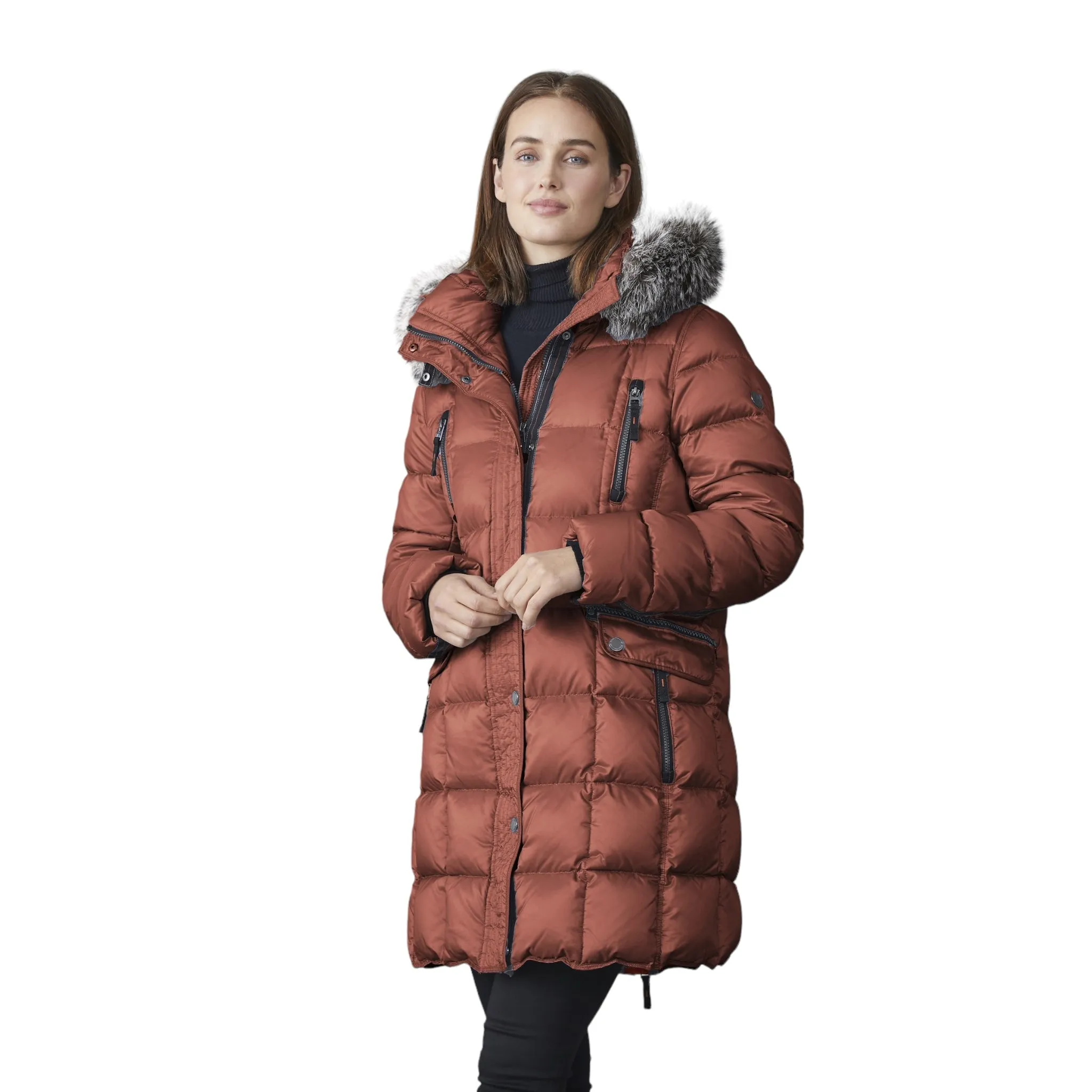 Junge Mary Down Padded Coat Brick Red