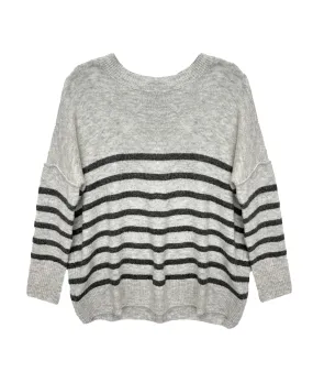 Katie J NYC Girls Grey Striped Nellie Sweater