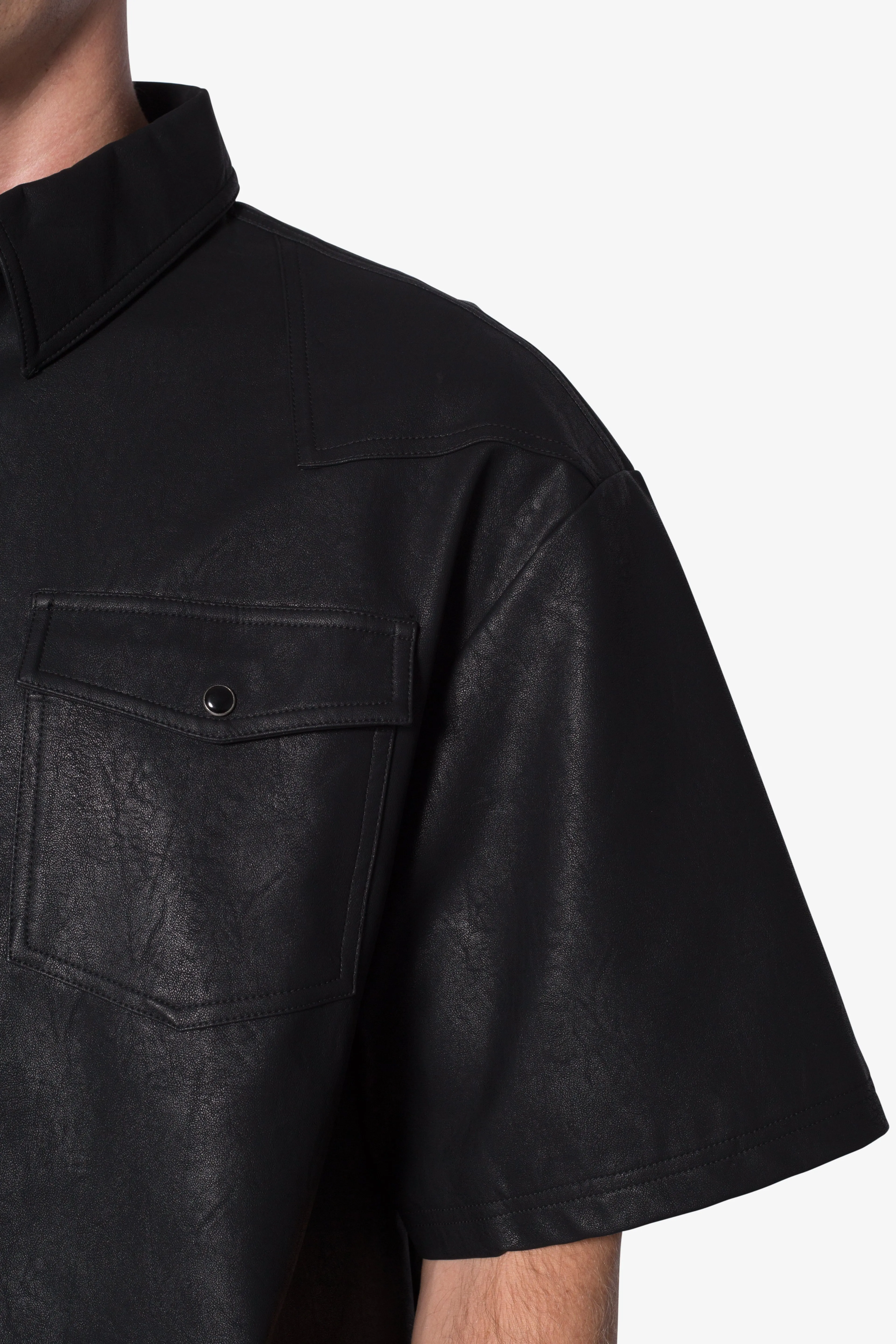 Leather S/S Shirt - Black