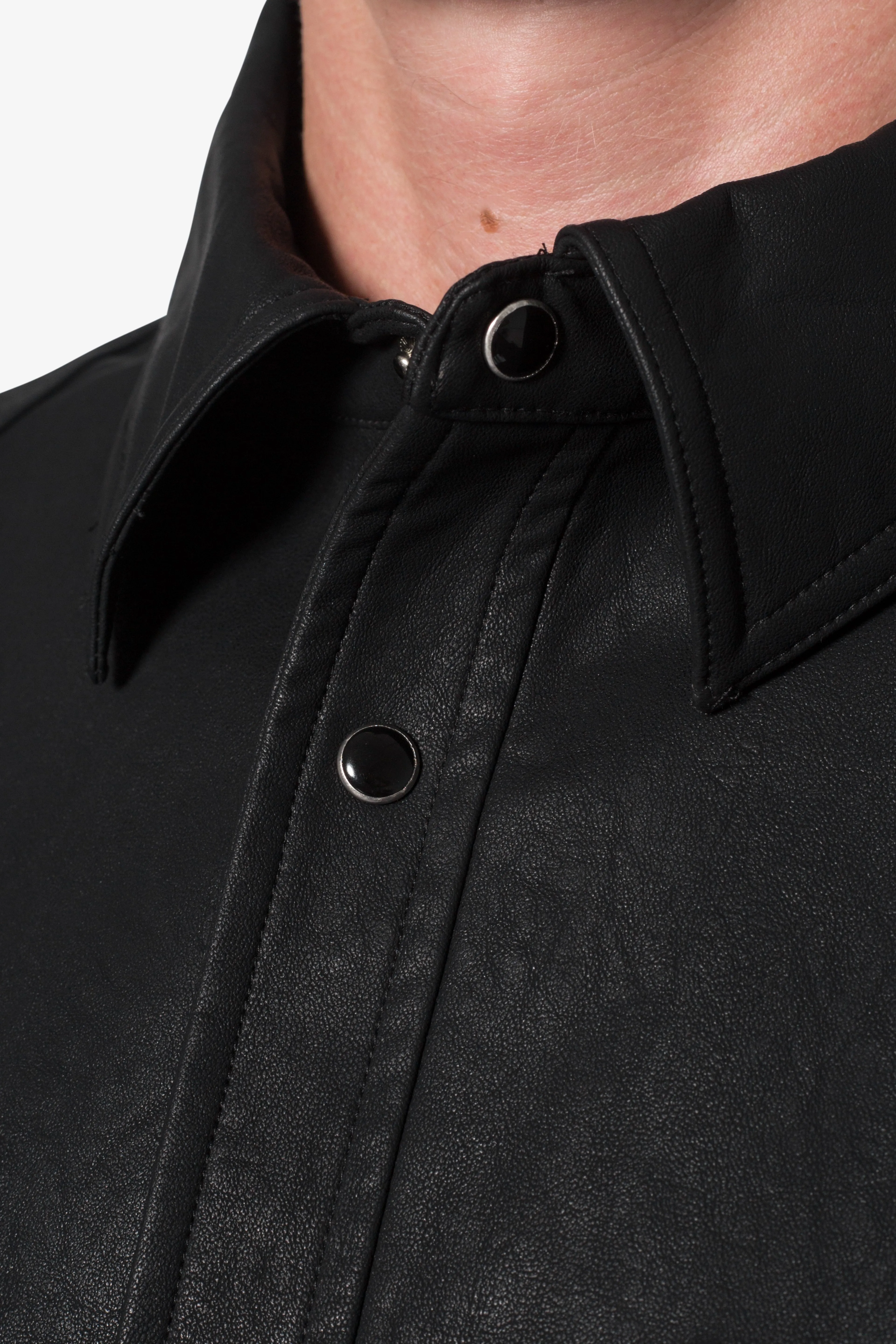 Leather S/S Shirt - Black