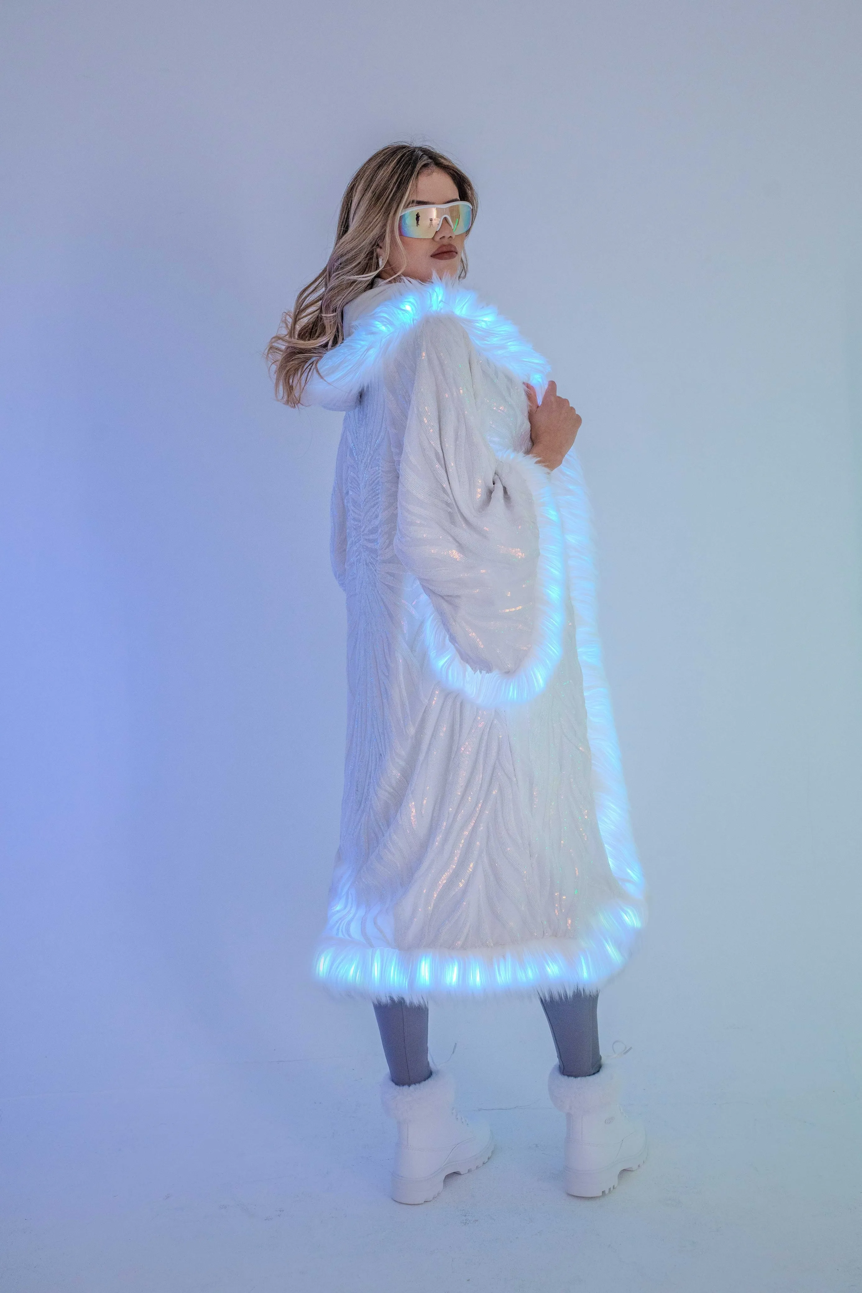 LED Tiny Twinkle Sequin Kimono in "White Radiant Dream"