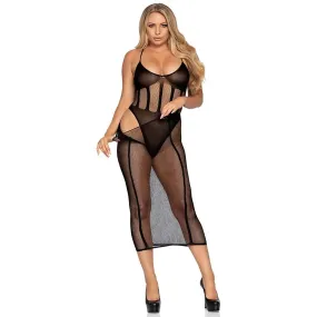 Leg Avenue Black Net Bodysuit and Matching Skirt Uk 6 to 12