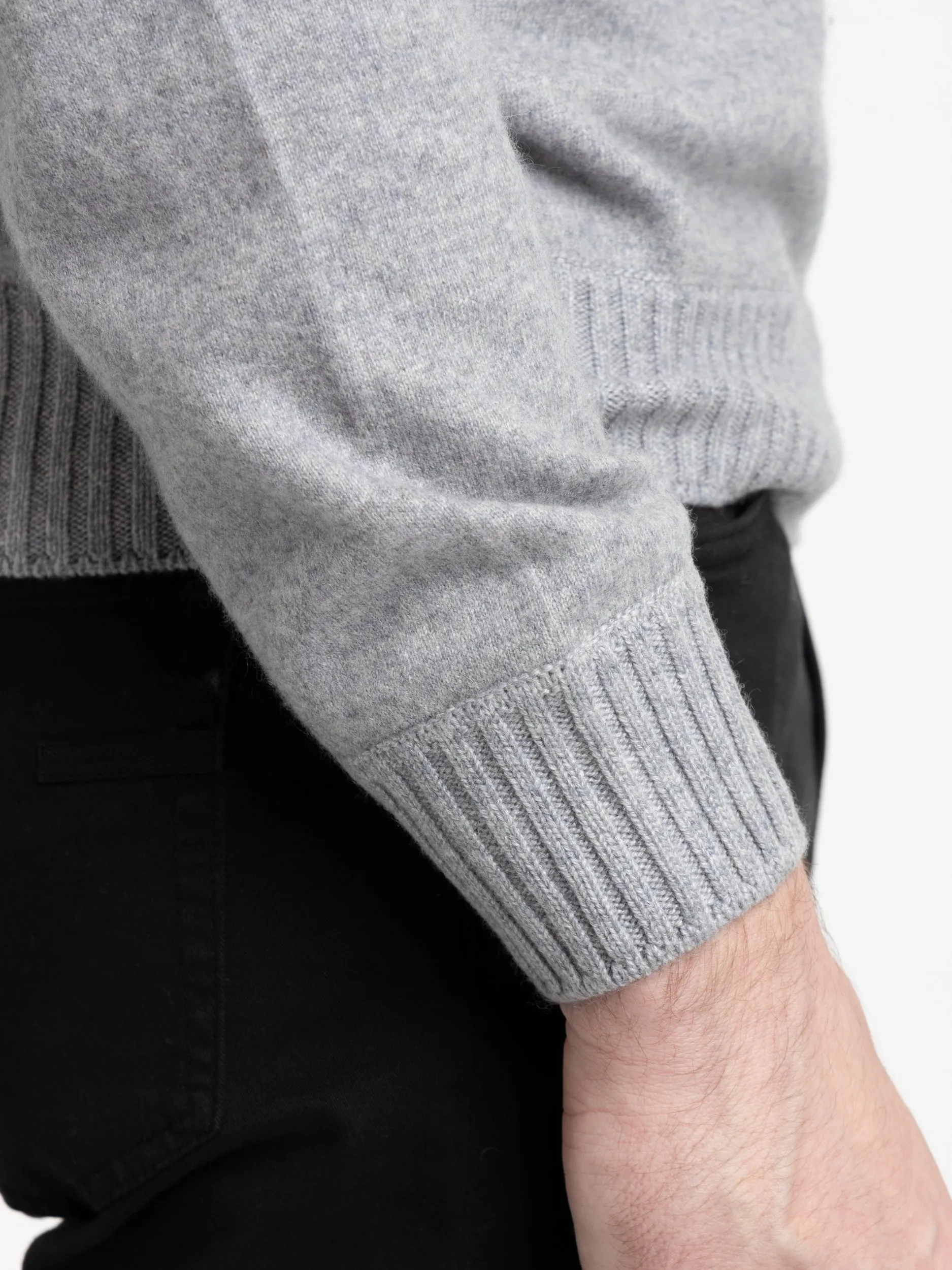 Light Grey Cashmere Quarter-Zip Polo Knit