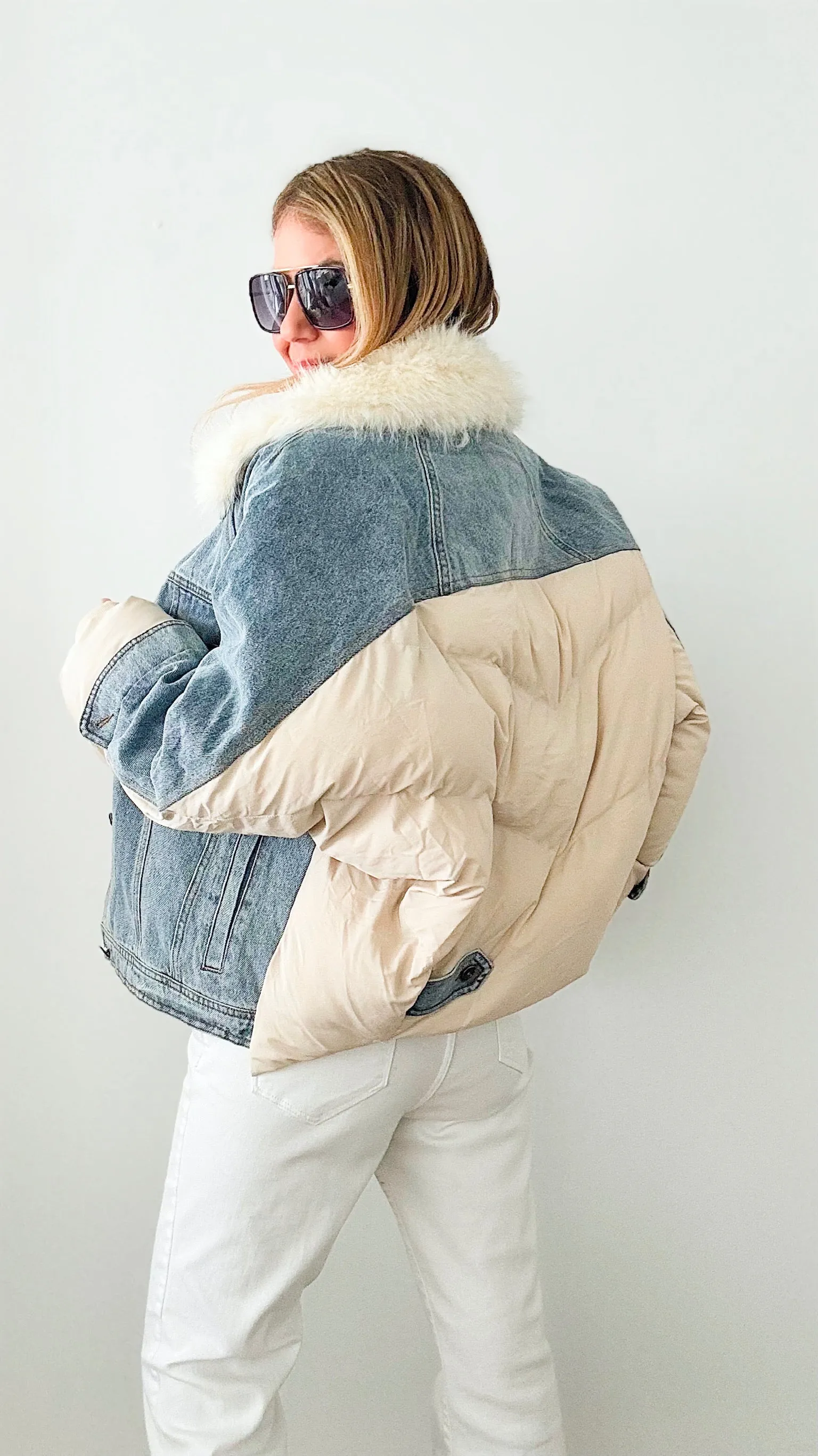 Mega Denim Puff & Faux Fur Jacket