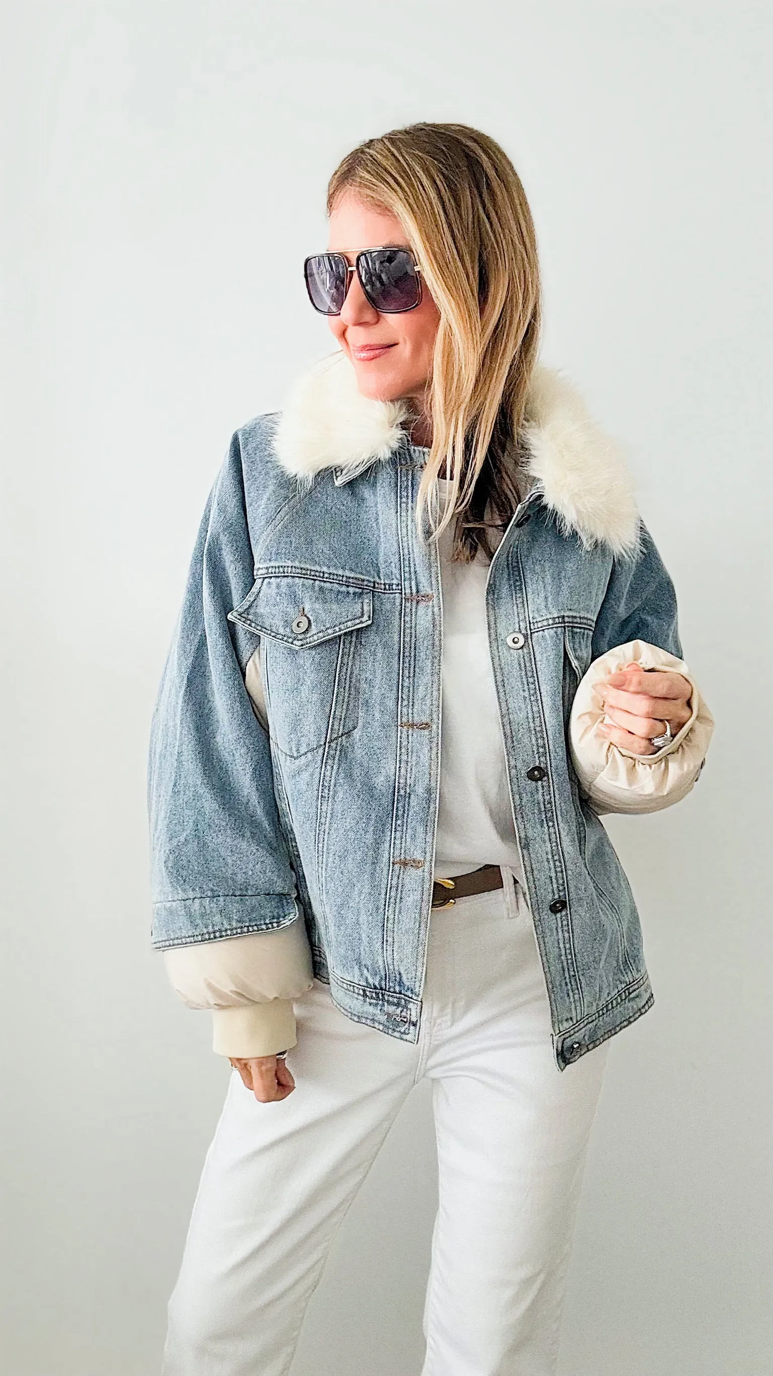 Mega Denim Puff & Faux Fur Jacket