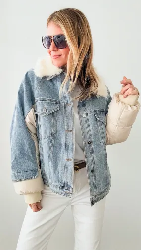 Mega Denim Puff & Faux Fur Jacket