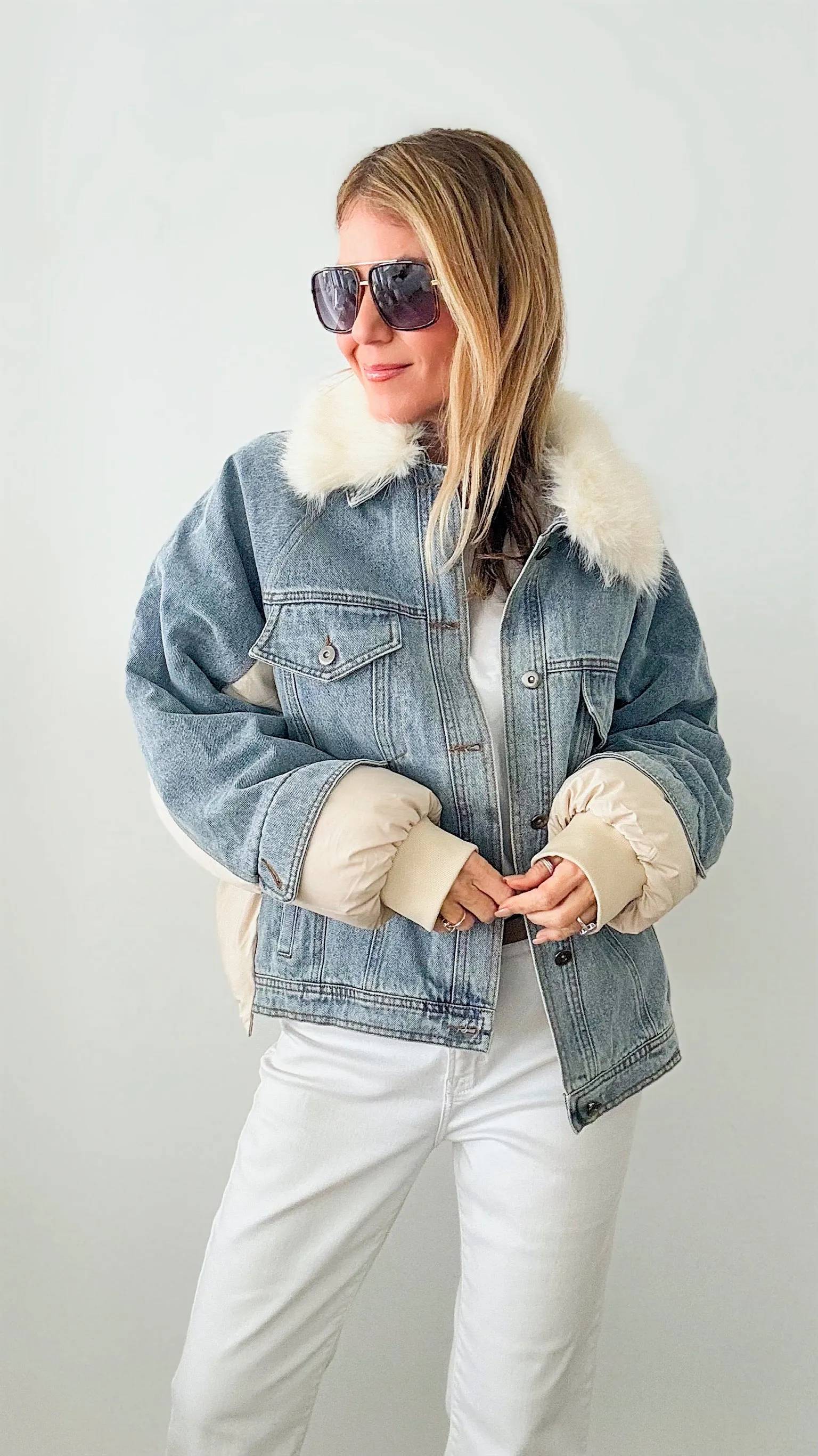 Mega Denim Puff & Faux Fur Jacket