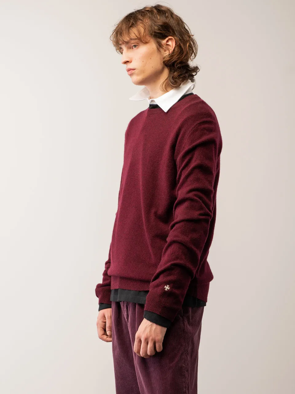 Men Crew Neck Sweater_Burgundy