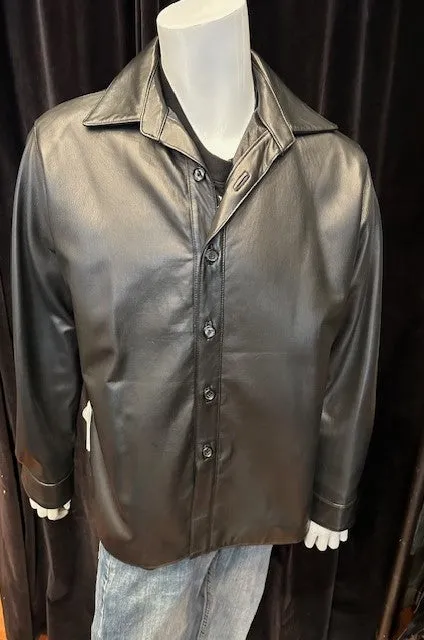 Men's Black Leather Shirt