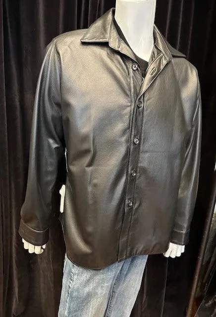 Men's Black Leather Shirt