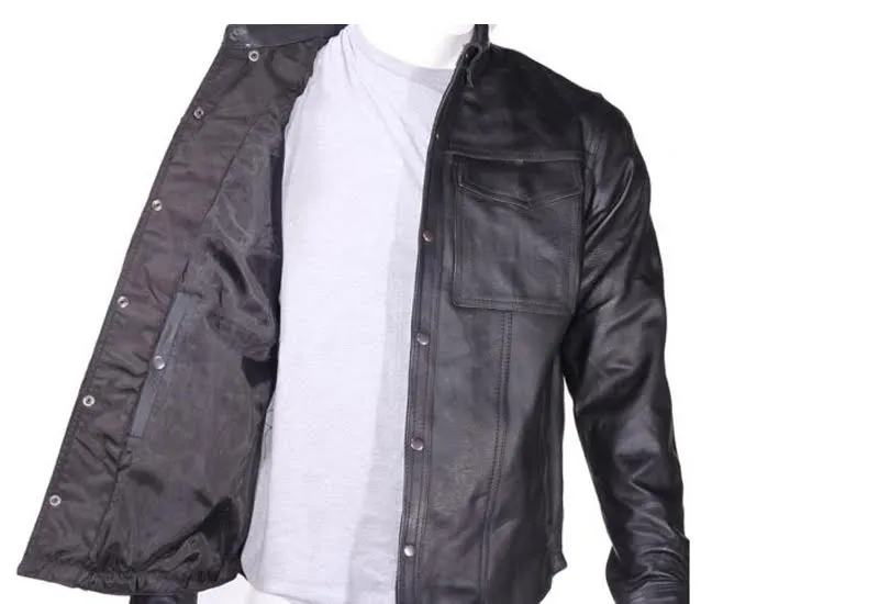 Mens Light Weight Leather Shirt For Summer Riding