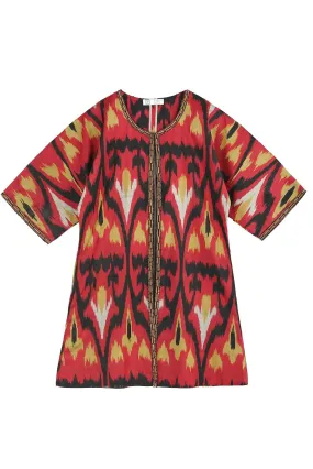 Montaigne Silk Ikat Jacket - Black, Red, Yellow