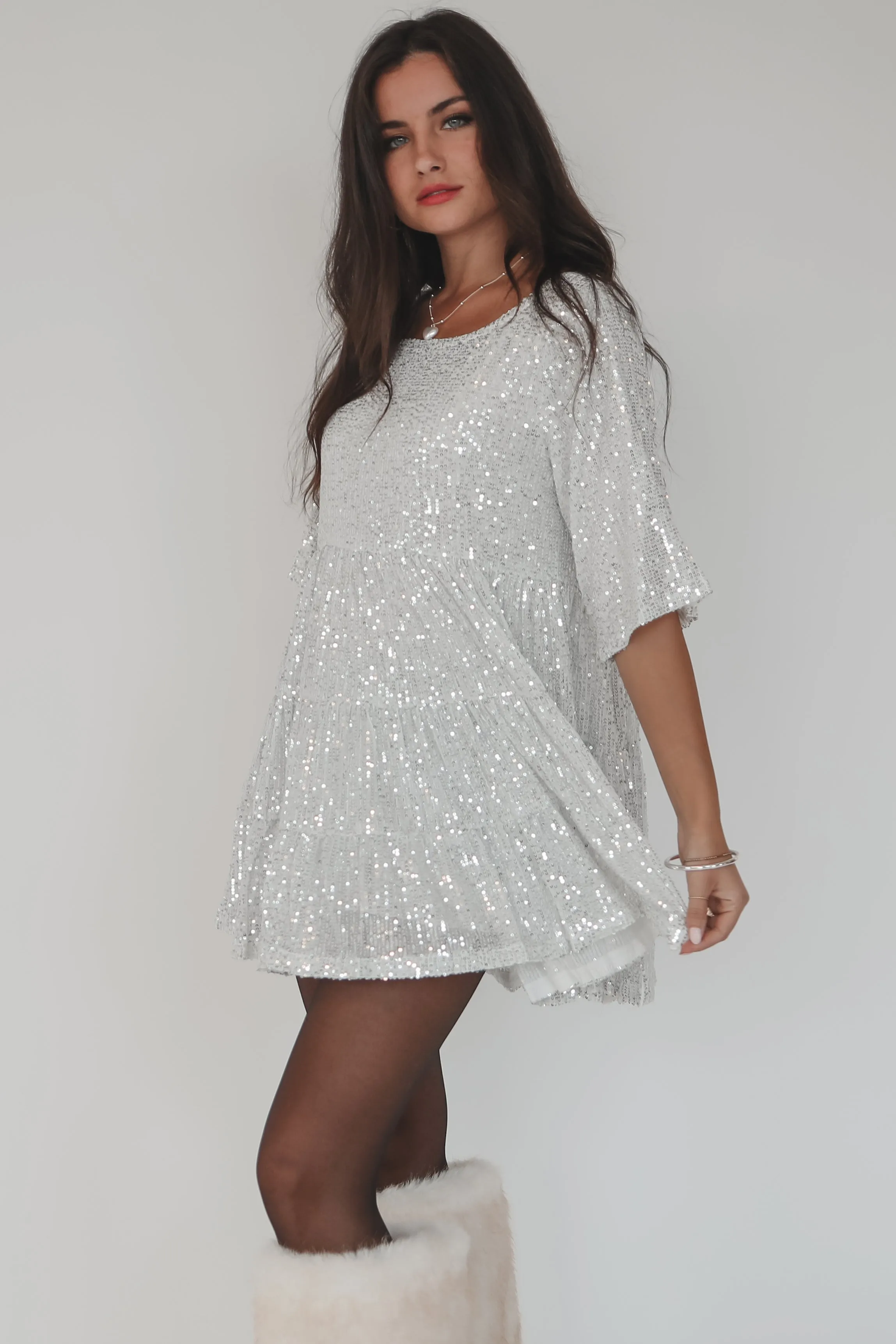 My Queen Sequin Baby Doll Dress VIRAL