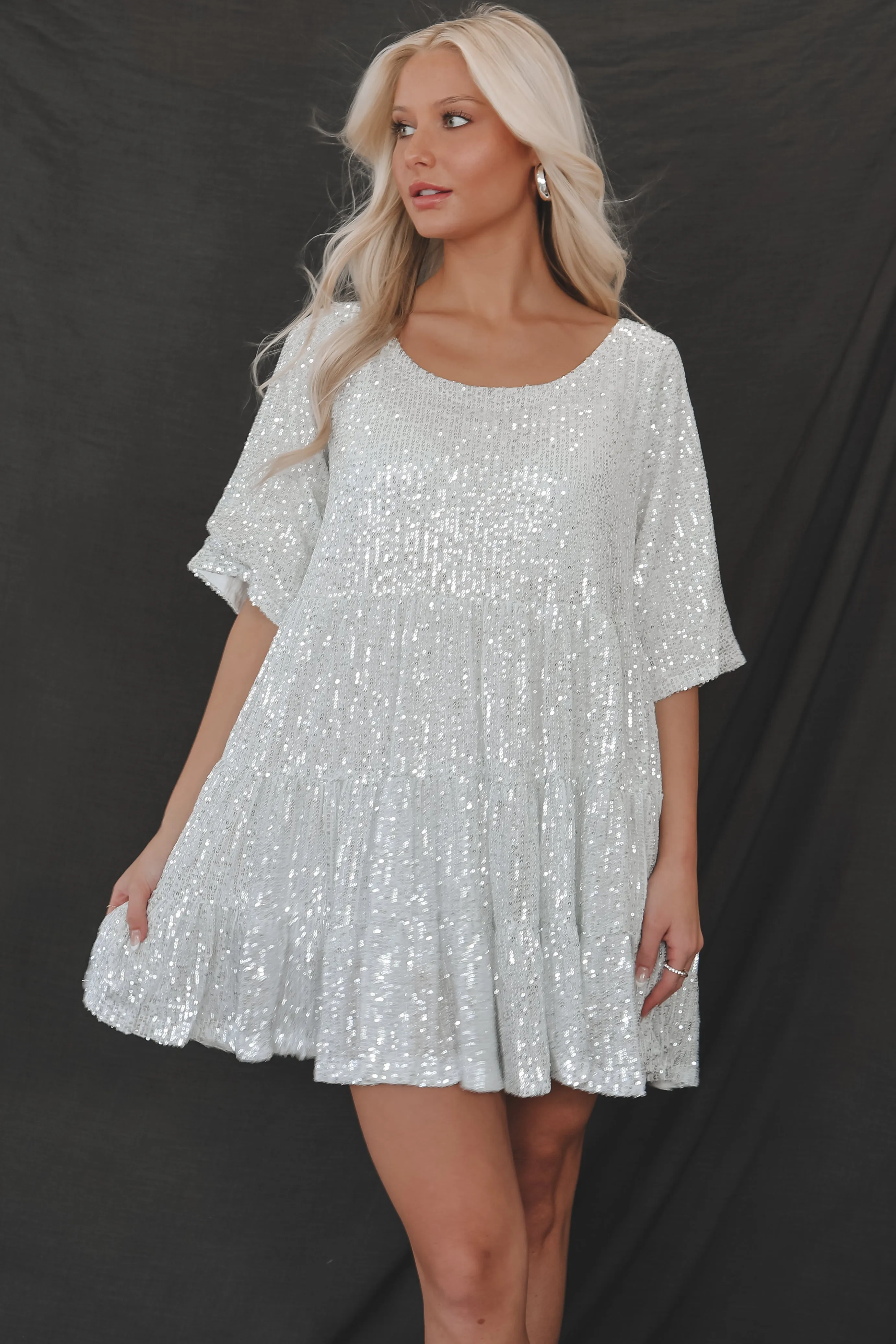 My Queen Sequin Baby Doll Dress