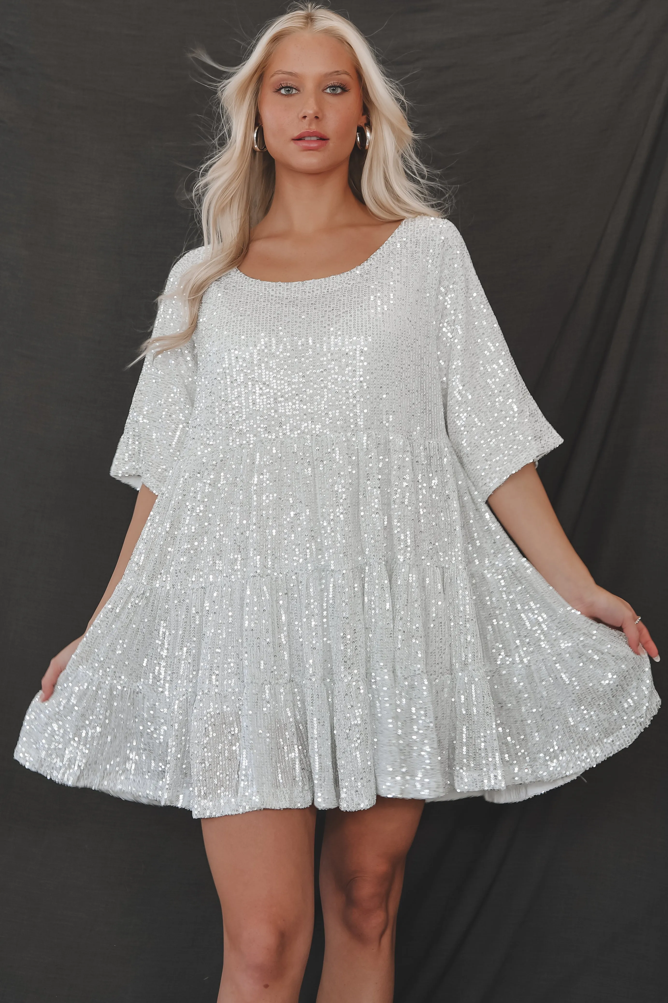 My Queen Sequin Baby Doll Dress