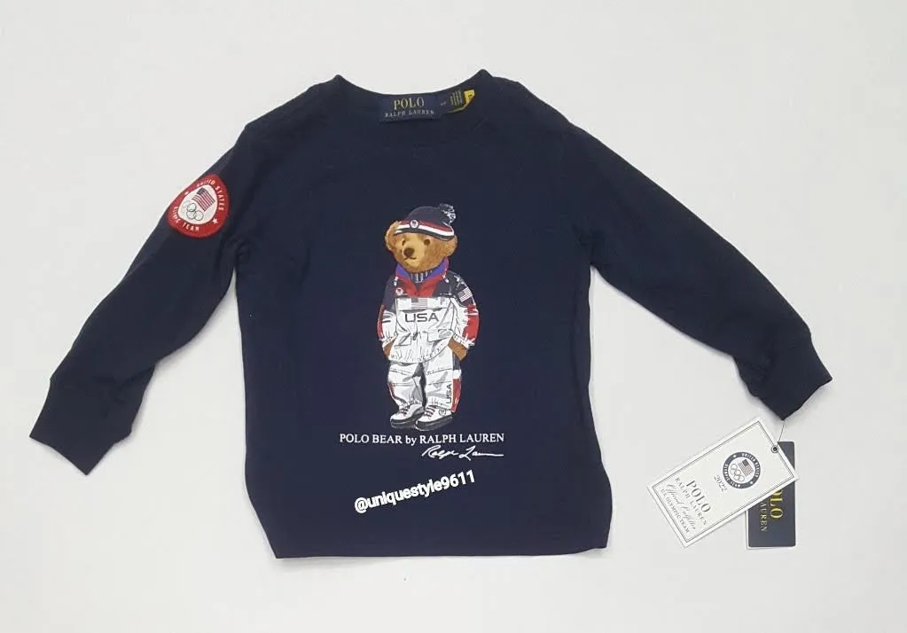 Nwt Kids Polo Ralph Lauren Olympic Bear L/S Tee (2T-7T)