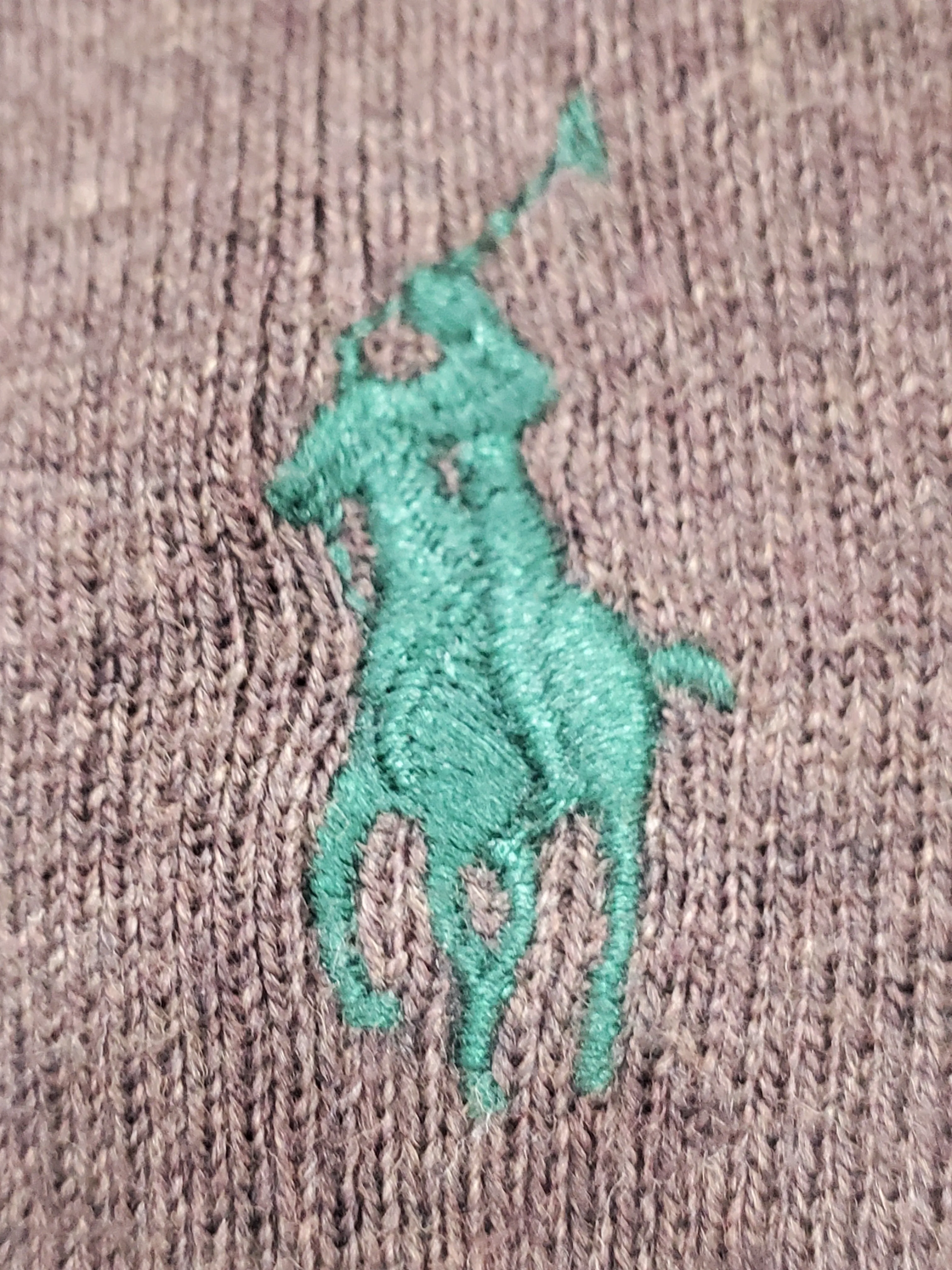 Nwt Polo Ralph Lauren Brown w/Green Horse V-Neck Cotton Sweater