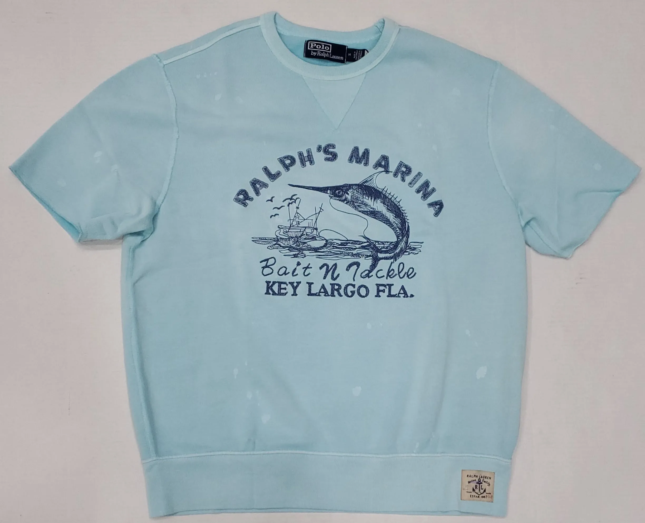 Nwt Polo Ralph Lauren Marina Bait Tackle Short Sleeve Embroidered Sweatshirt