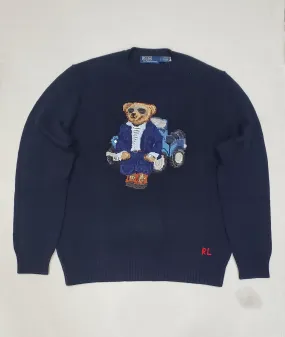 Nwt Polo Ralph Lauren Navy Suit Trucker Teddy Bear Sweater