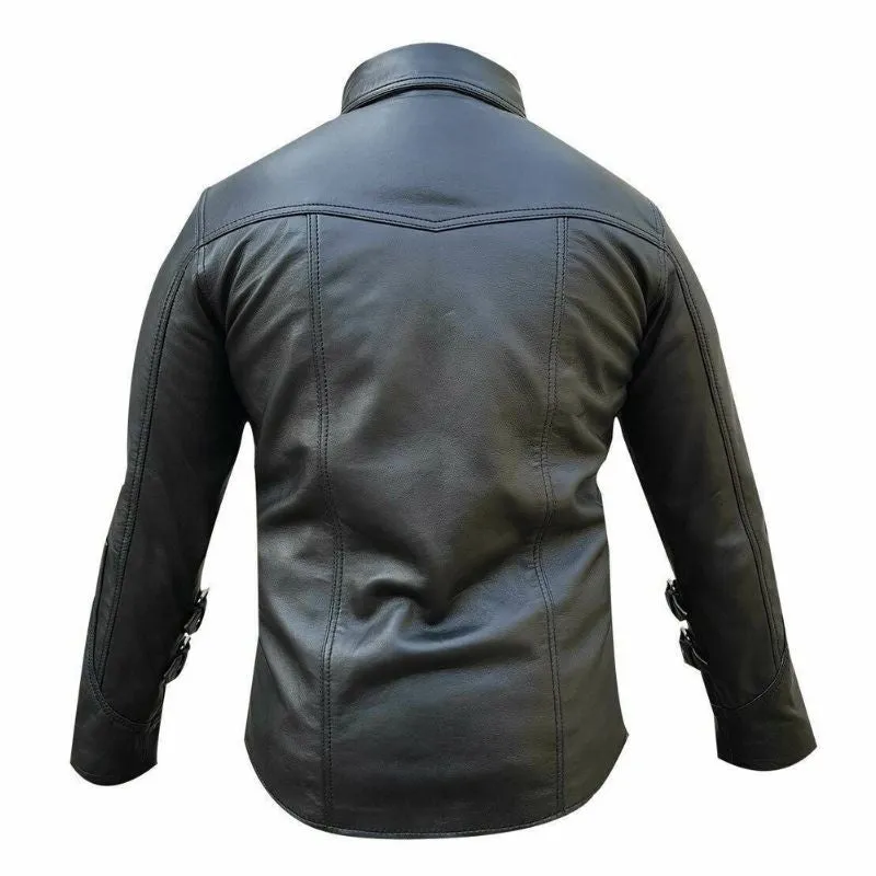 Original Leather Long Sleeves Buckled Shirt