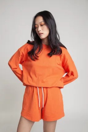 Oversized Organic Sweatshirt Top - Burnt Orange