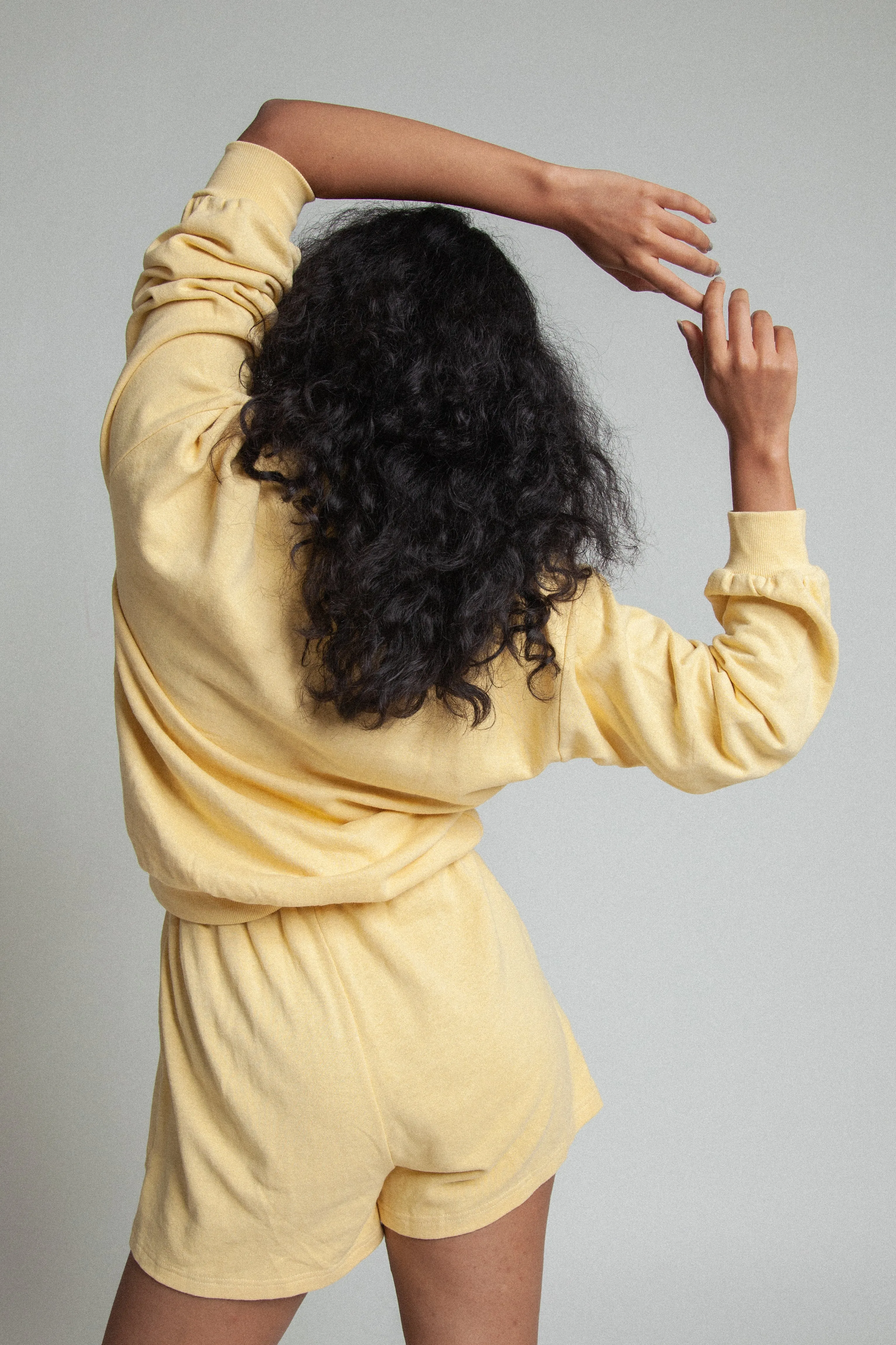 Oversized Organic Sweatshirt Top - Custard