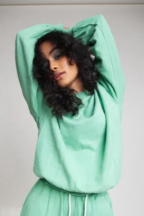 Oversized Organic Sweatshirt Top - Neptune Green