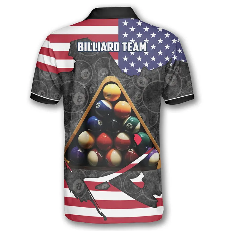 Patriotic Custom Billiard Shirts for Men, Custom Billiard Shirts for Team, Billiard Polo Shirts