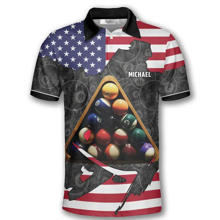 Patriotic Custom Billiard Shirts for Men, Custom Billiard Shirts for Team, Billiard Polo Shirts