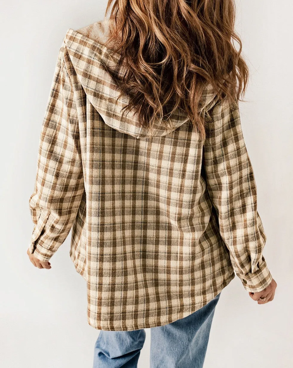 Plaid Sherpa Lined Hooded Shacket