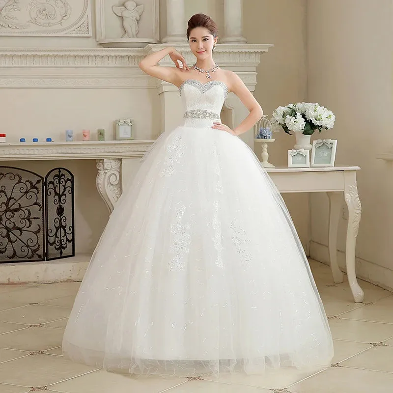 Plus Size Wedding Dresses Long It's Yiiya BR737 Elegant Strapless Vestido De Novia Lace Up Bridal Gowns Crystal Wedding Dress