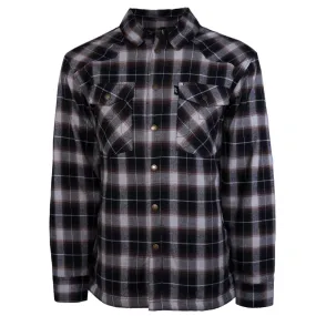 "Hooey Mens Flannel Jacket" Black/Grey Plaid w/Tan Sherpa