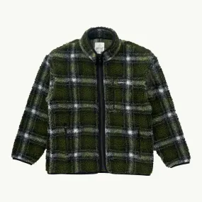 Shadow Plaid Sherpa Jacket - Olive Shadow Plaid