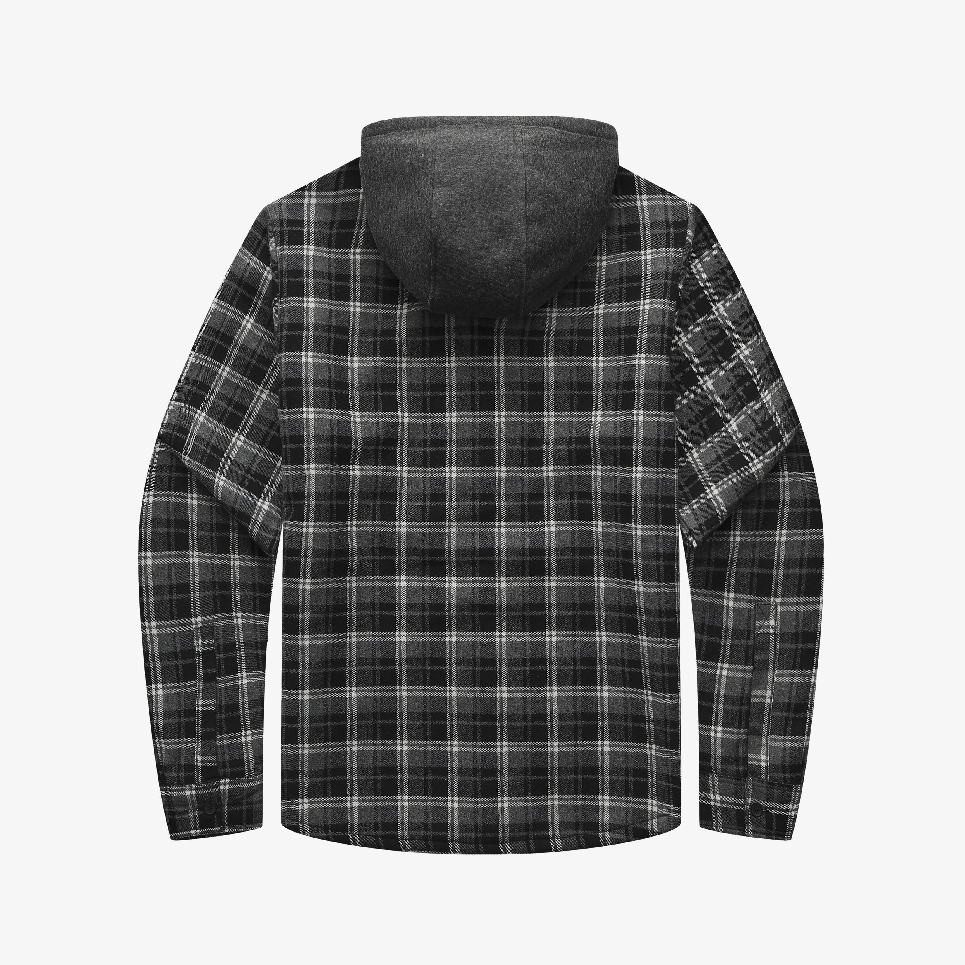 Sherpa Bonded Hooded Flannel Shirt Jacket