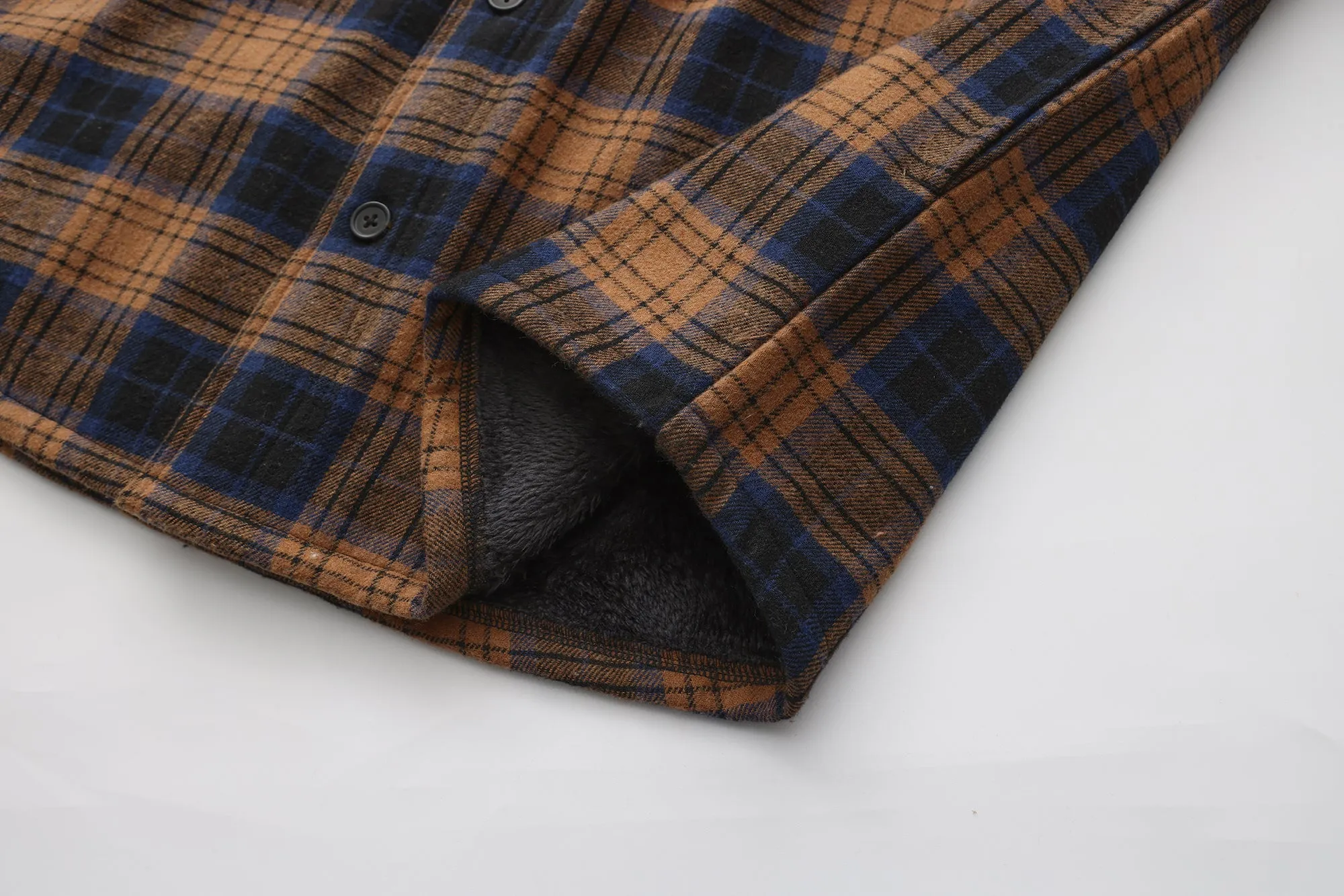 Sherpa Bonded Hooded Flannel Shirt Jacket