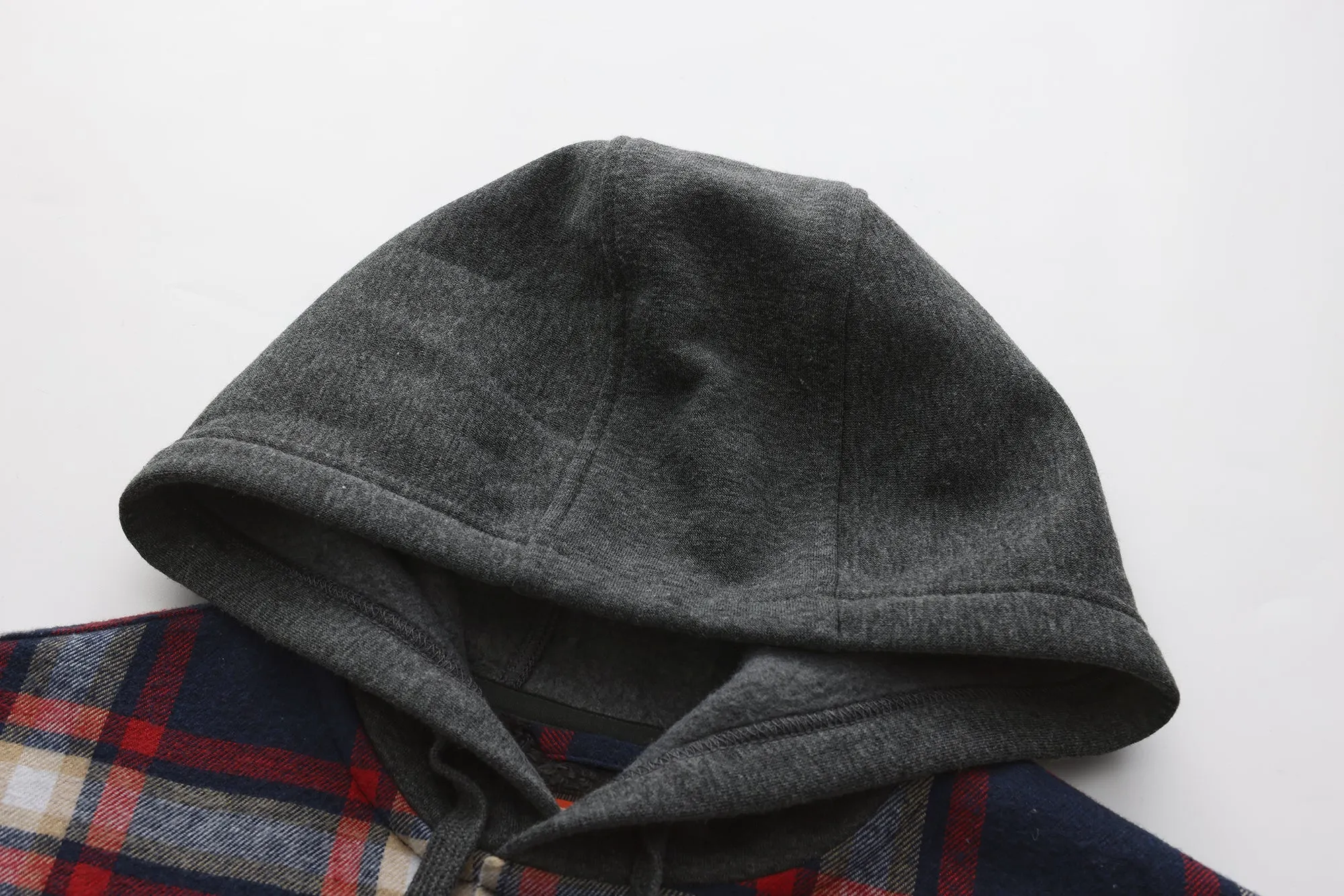 Sherpa Bonded Hooded Flannel Shirt Jacket