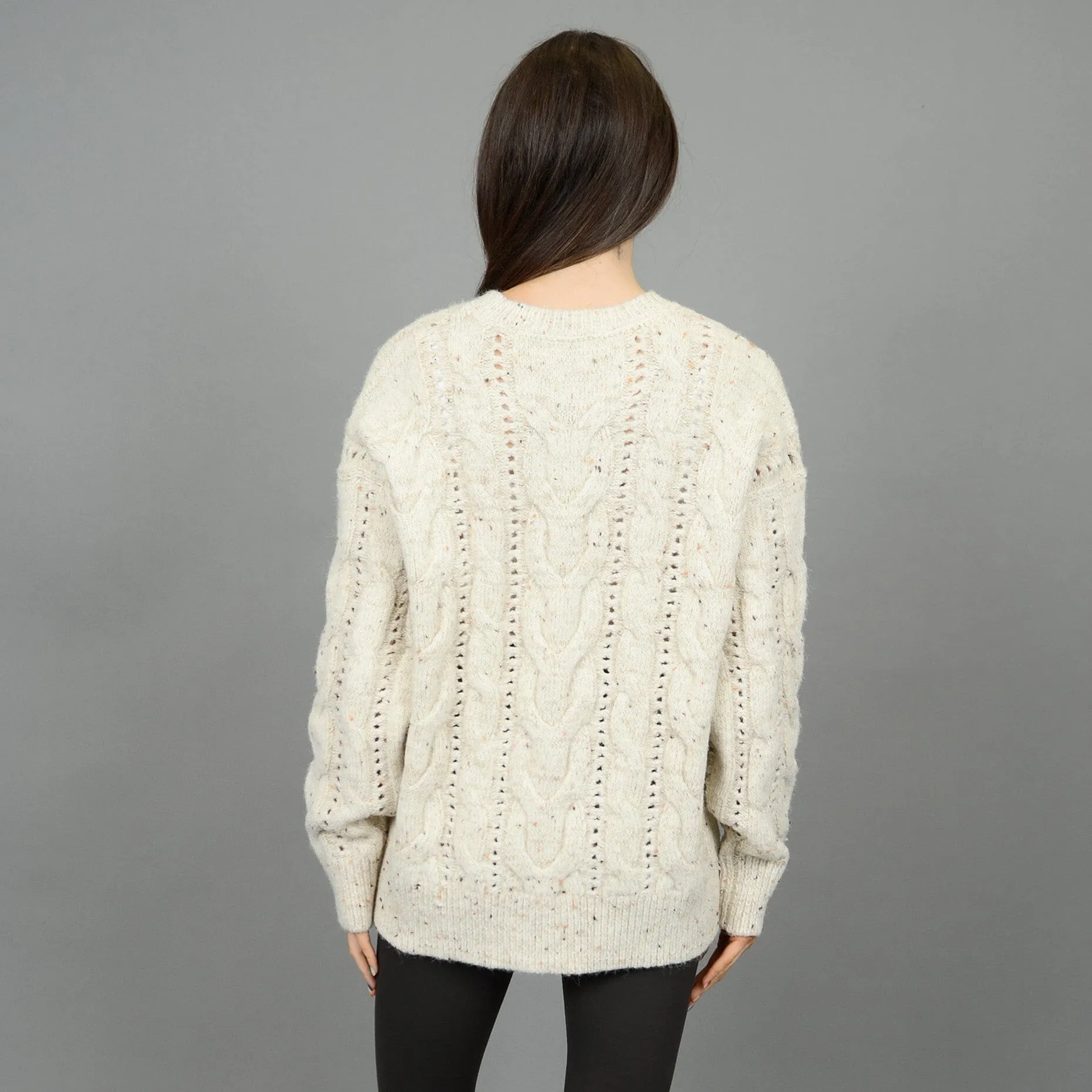 SPECKLED CABLE KNIT SWEATER