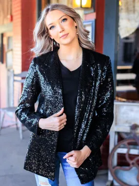 Spotlight Worthy Sequin Blazer in Black