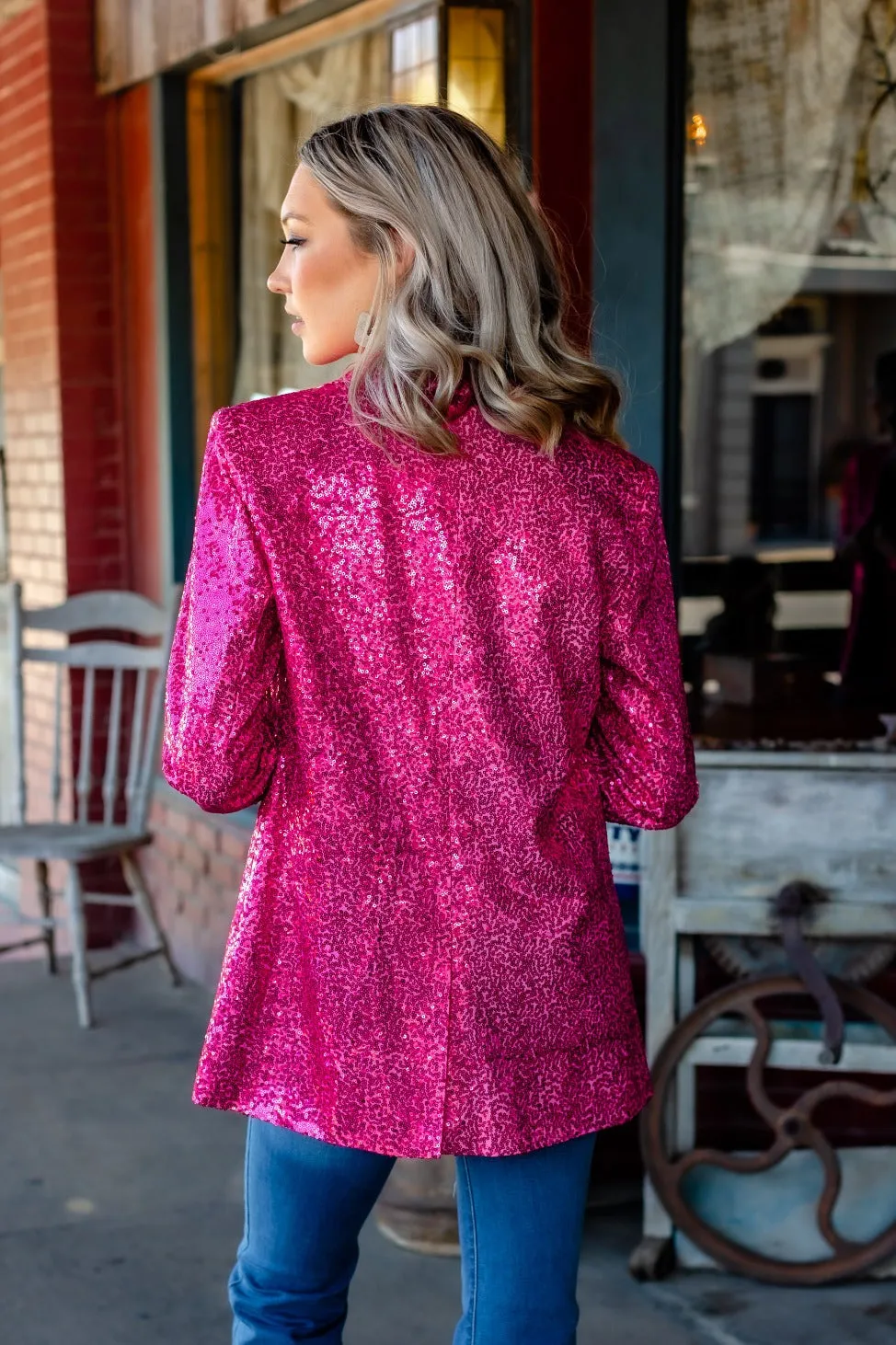 Spotlight Worthy Sequin Blazer in Pink