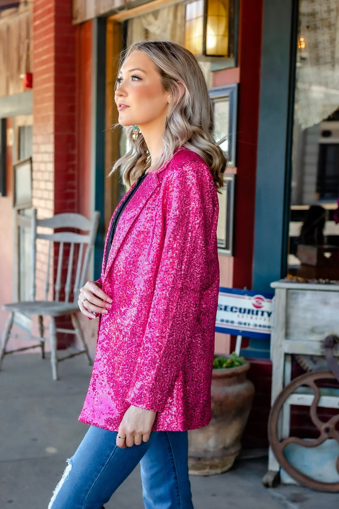 Spotlight Worthy Sequin Blazer in Pink