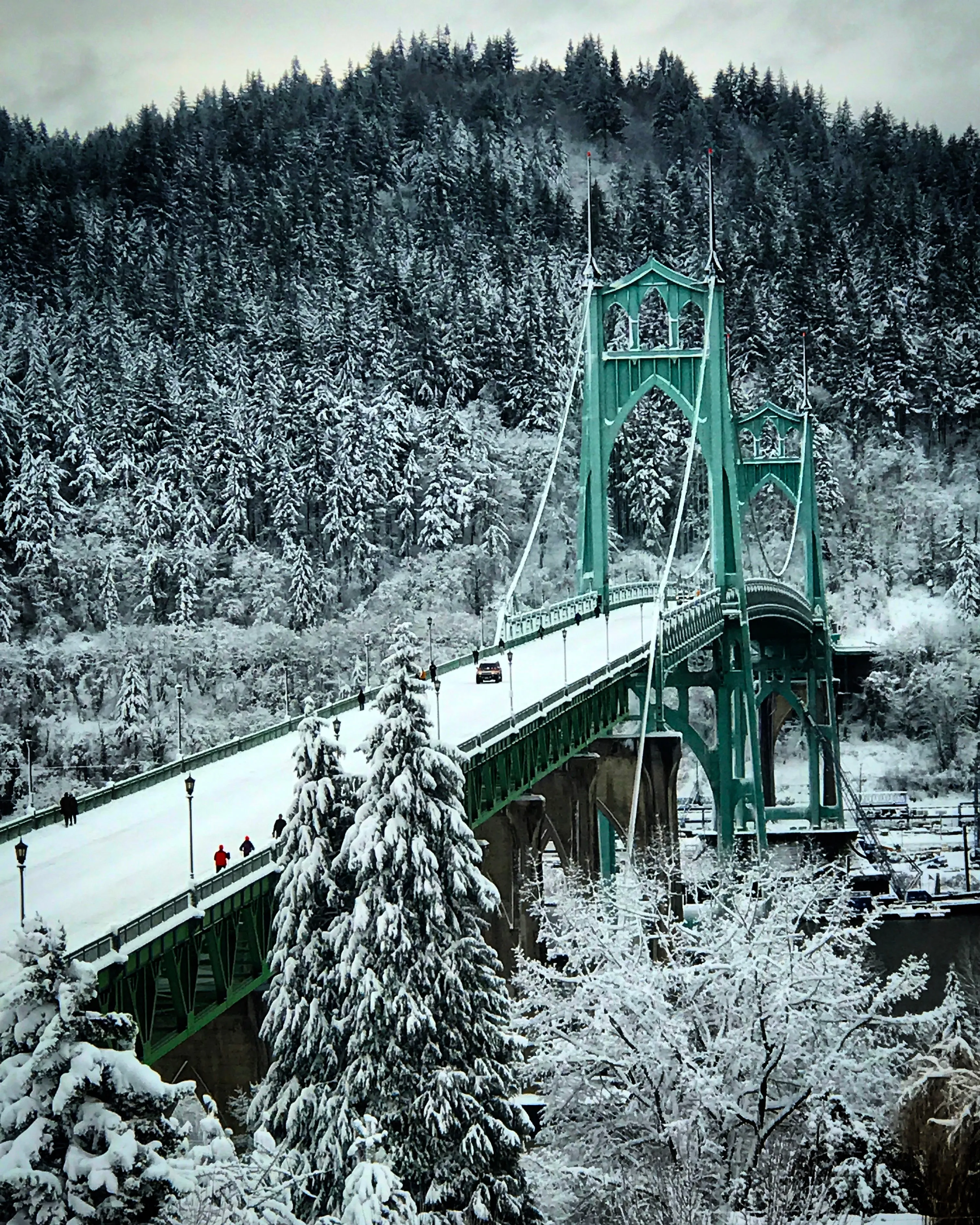 St Johns Bridge Snowstorm Original Photography Paper Prints & Framed Metal Prints