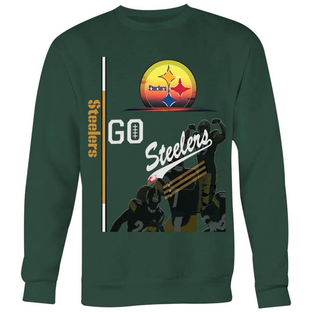 Steelers Sweatshirt "Go Steelers" Mens Womens|NFL Pittsburgh Steelers Sweater (2 Colors)