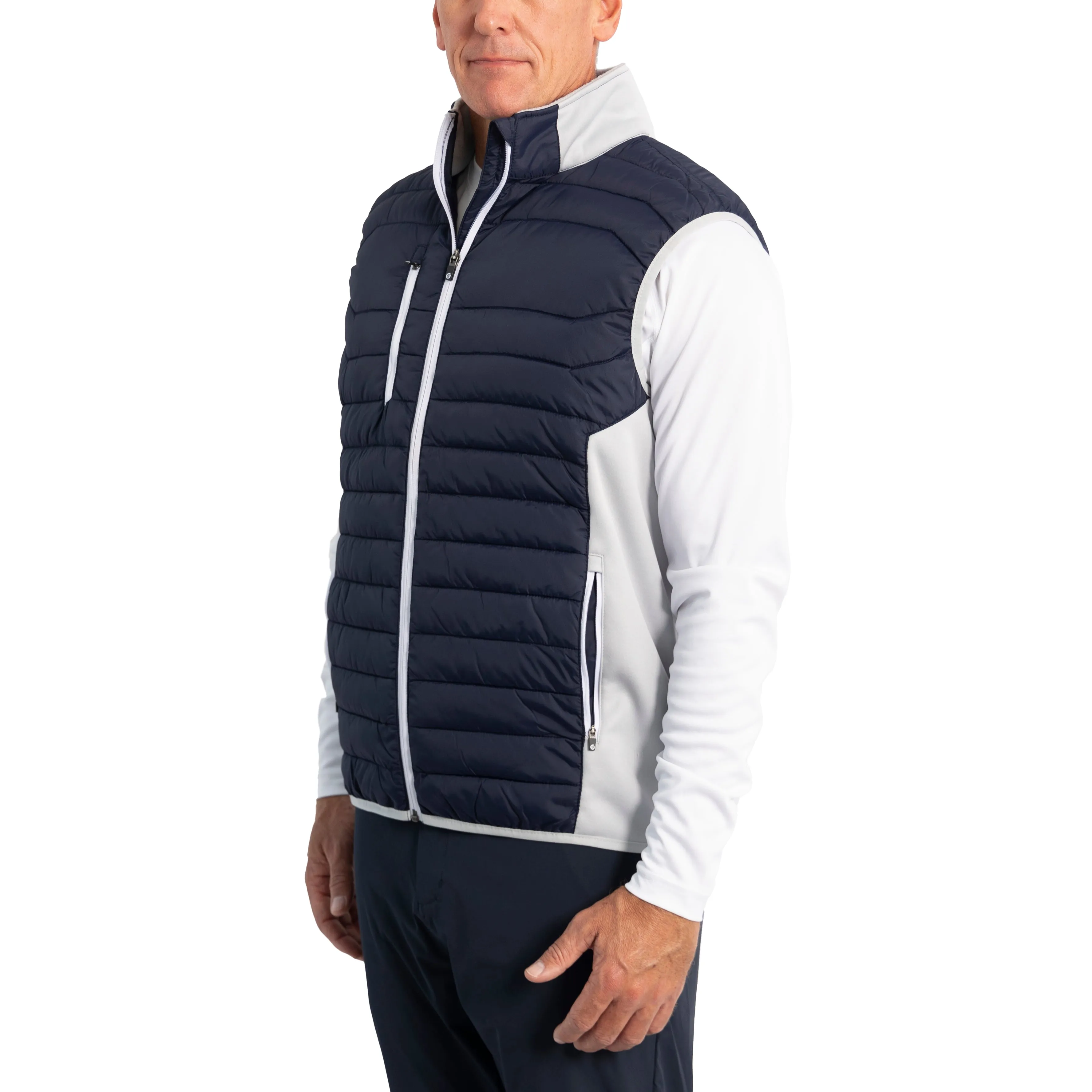 Sunderland Anton Padded Stretch Panel Performance Golf Gilet - Navy/ Silver