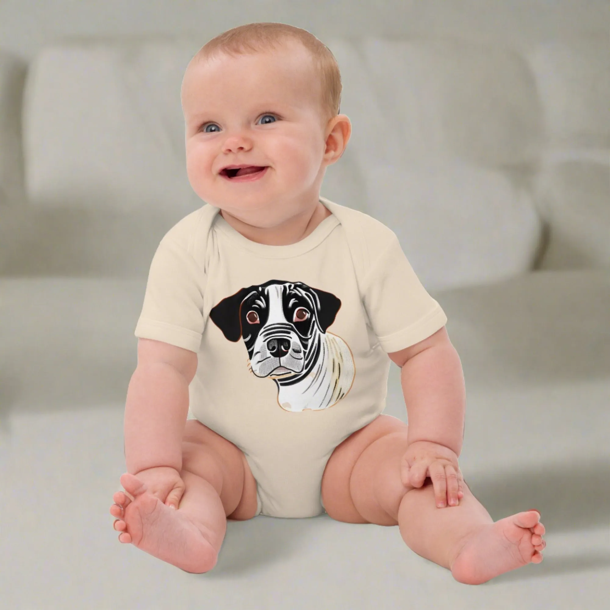 Sweet Dog Print Organic Cotton Baby Bodysuit - Ideal Gender-Neutral Baby Shower Gift