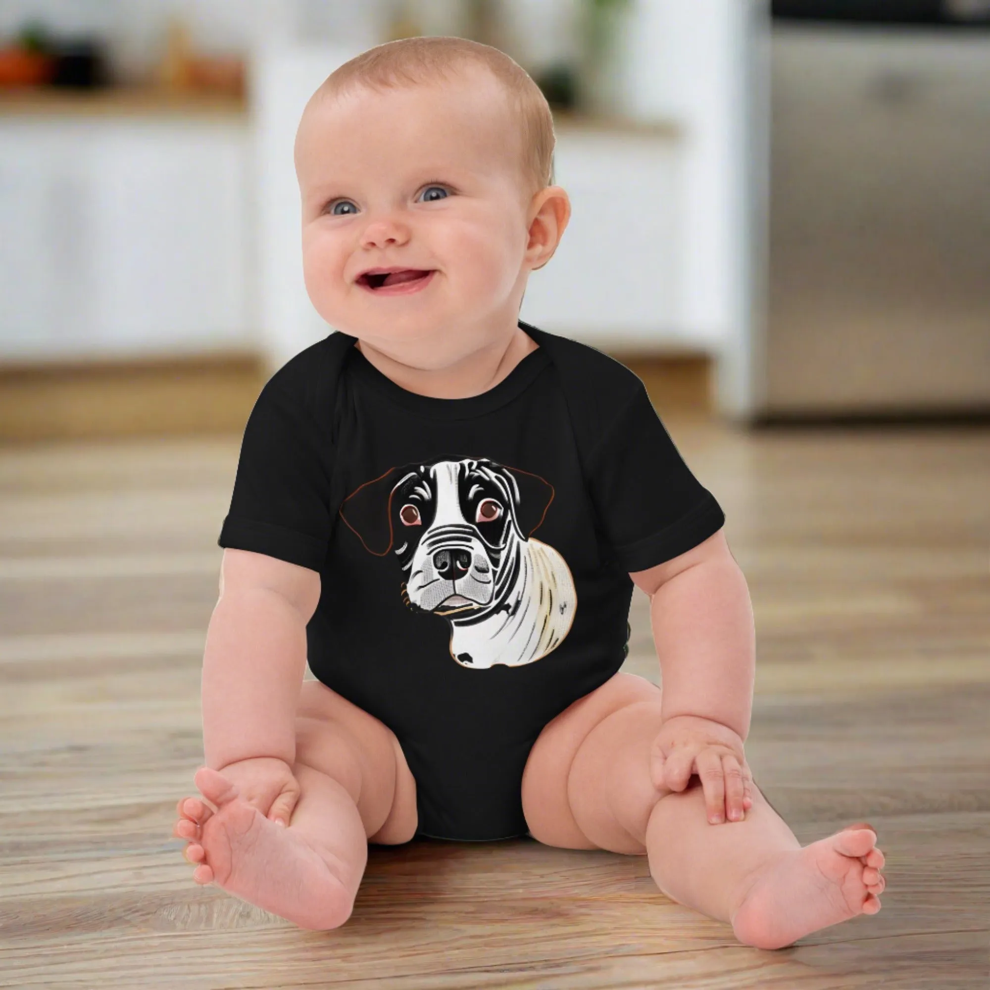 Sweet Dog Print Organic Cotton Baby Bodysuit - Ideal Gender-Neutral Baby Shower Gift