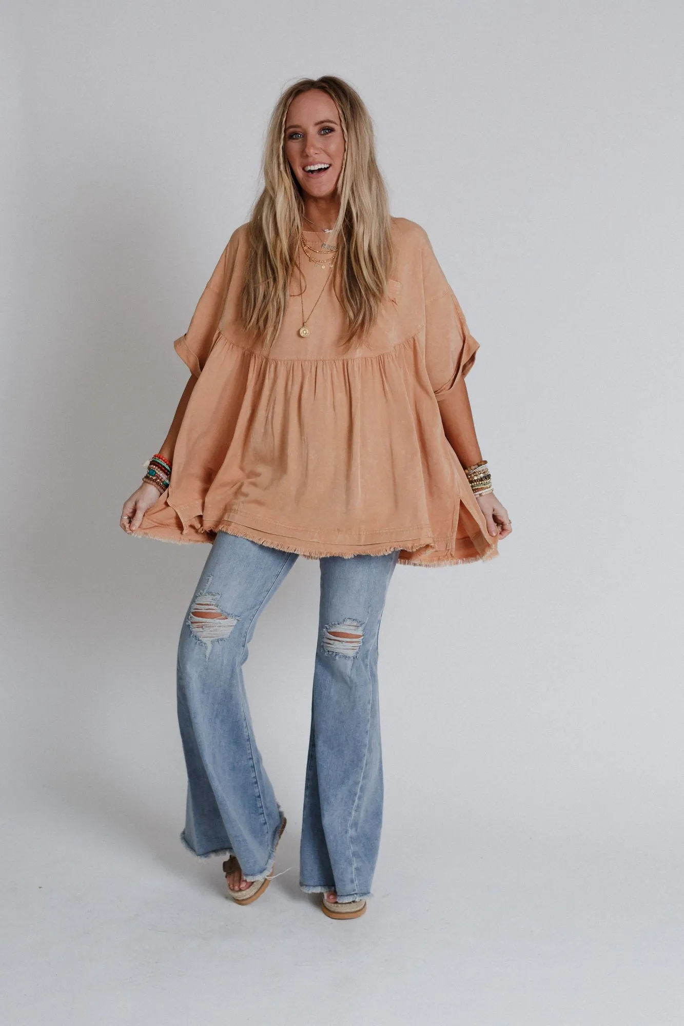 The Good Life Oversized Top - Peach