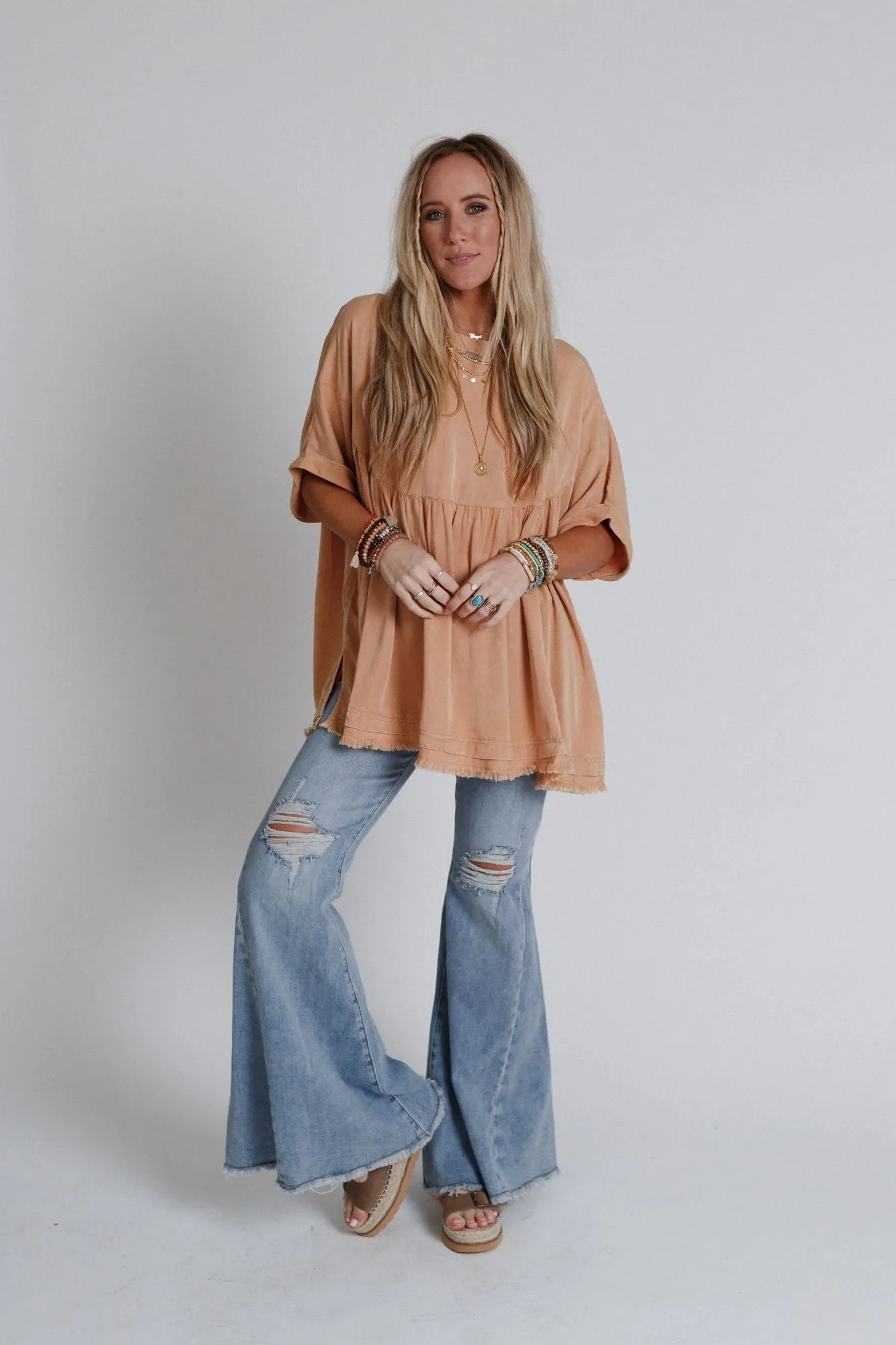 The Good Life Oversized Top - Peach