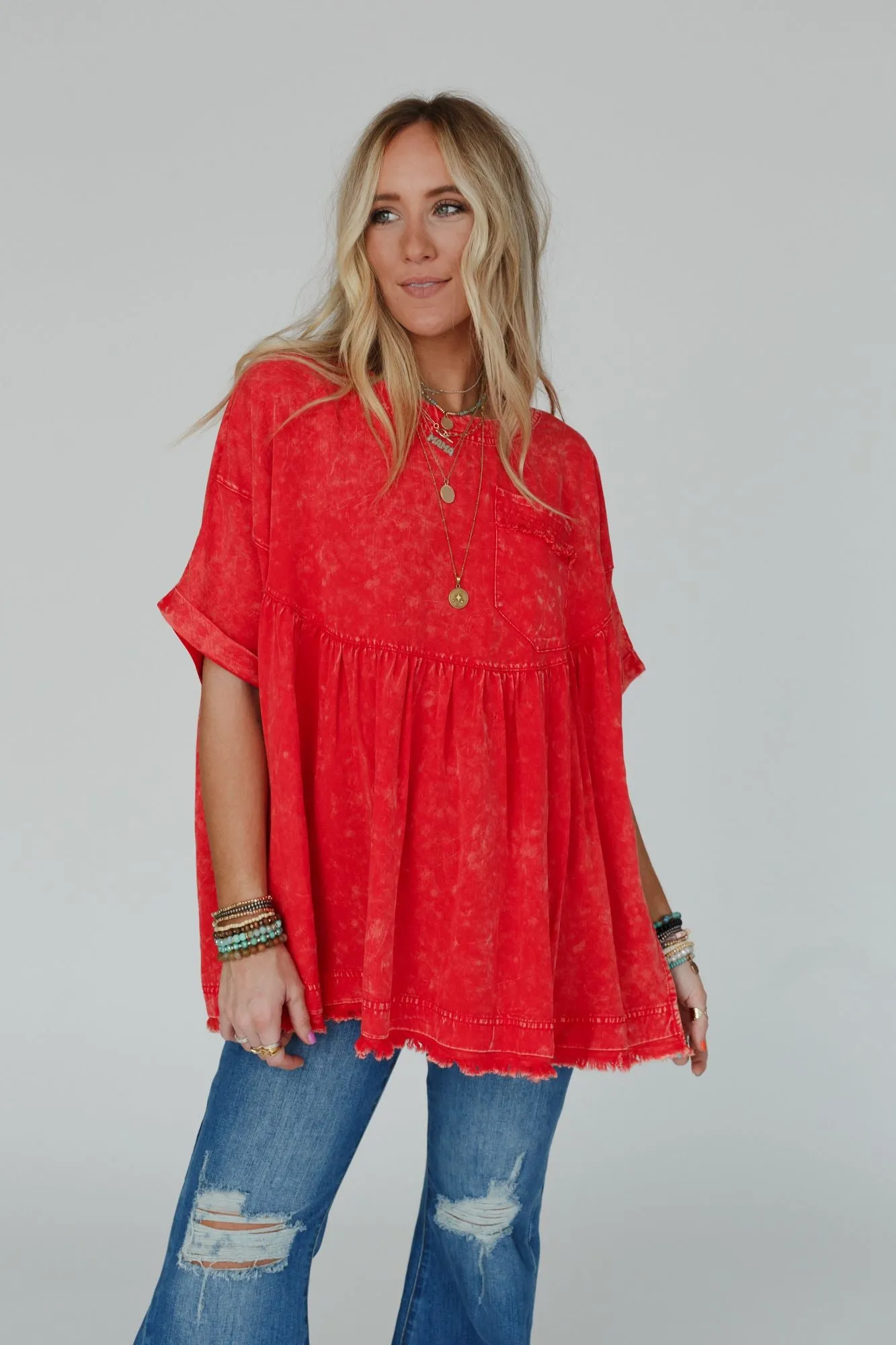 The Good Life Oversized Top - Red