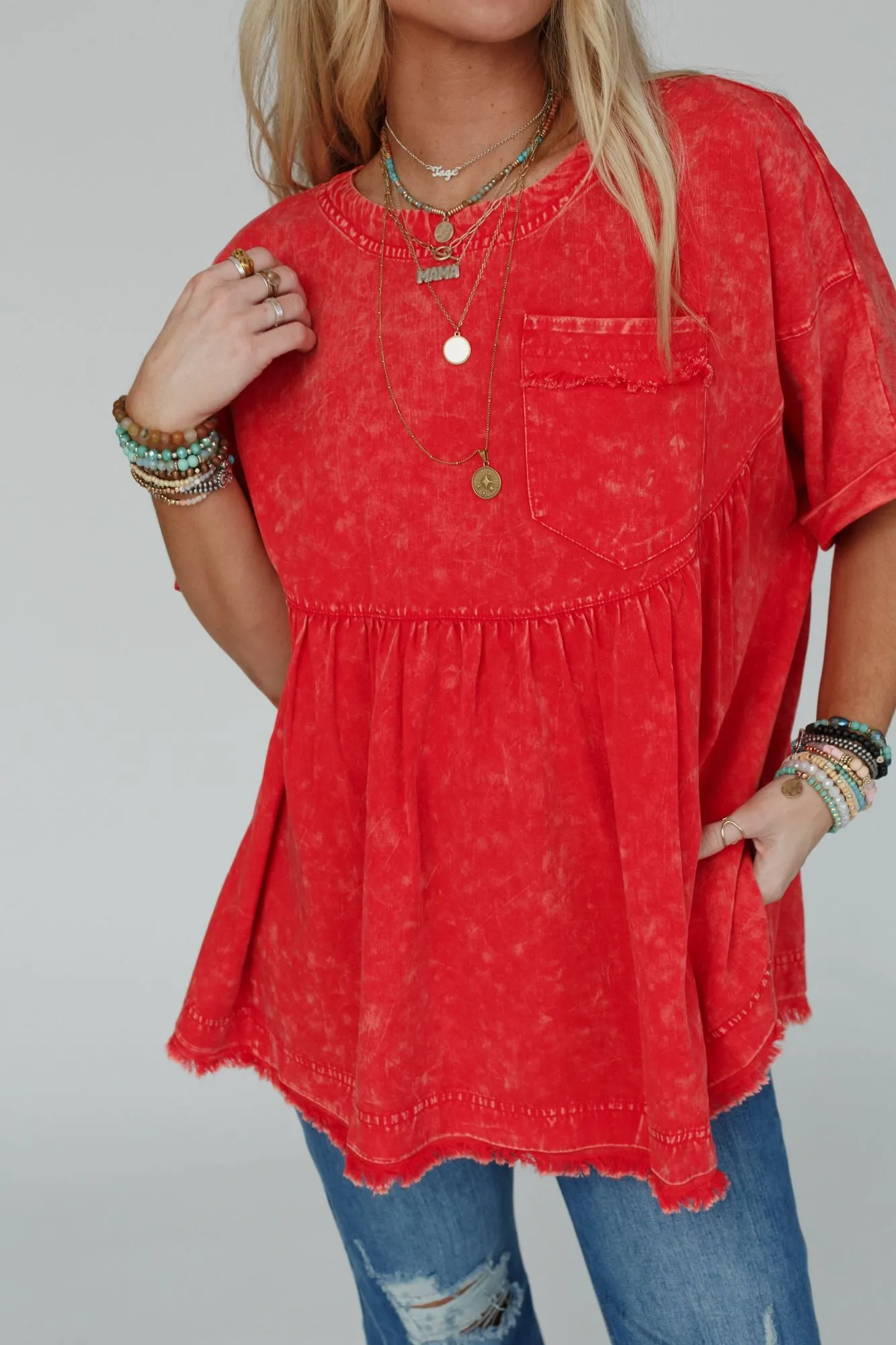 The Good Life Oversized Top - Red