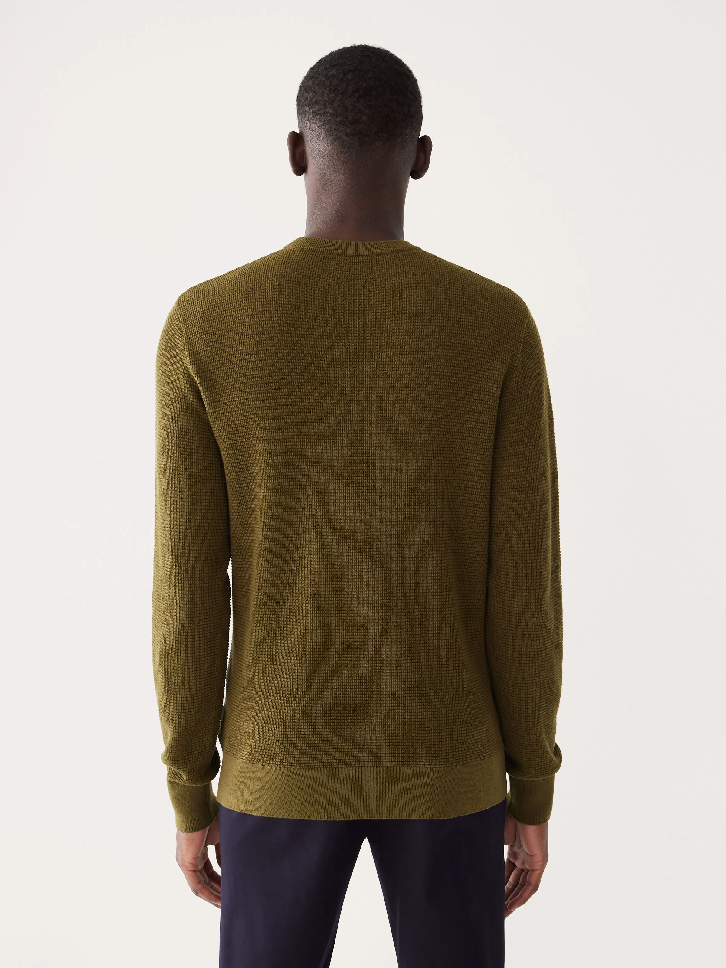 The Waffle Crewneck Sweater in Dark Olive